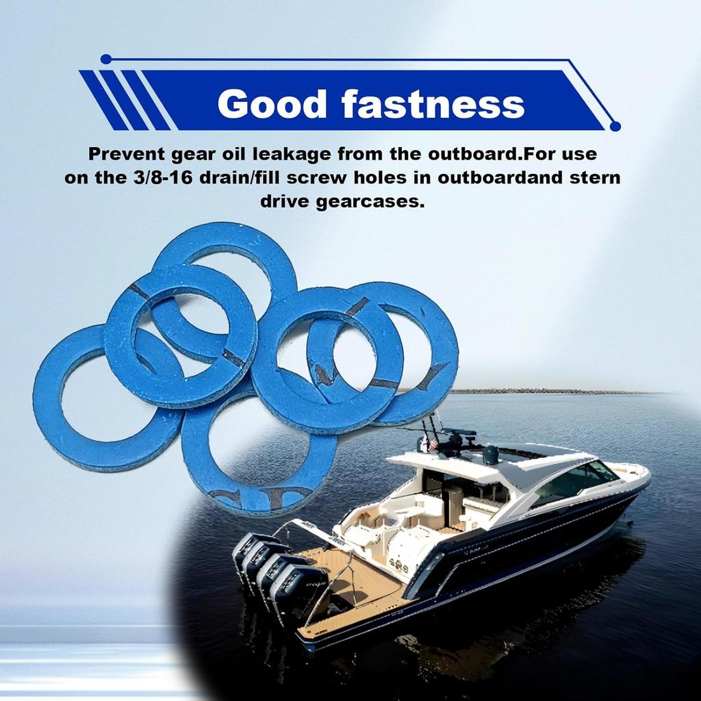20 Pcs Lower Unit Drain Plug Seal Gasket, 3/8-16 Gearcase Lube Oil Drain Screw Washer Replacement for Mercury Outboard Evinude Mercruiser Outdrive