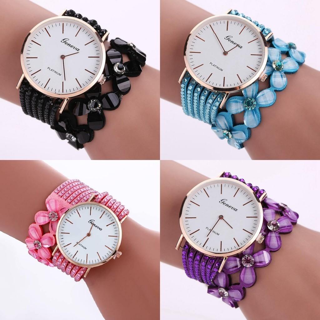 Elegant Floral Quartz Bracelet Watch Fashionable Women's Jewelry Timepiece