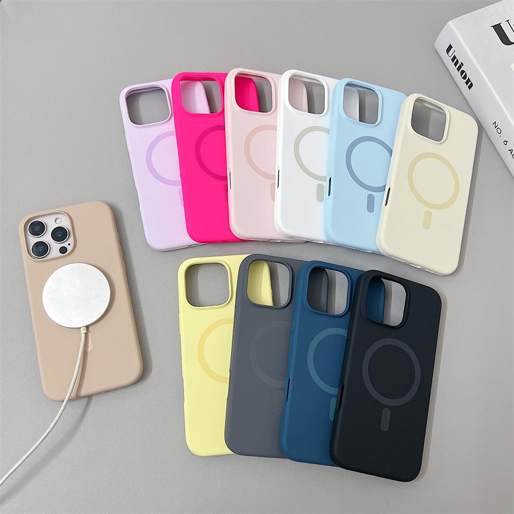 Official Same Original Liquid Silicone Phone Case for iPhone 16 15 14 13 12 Pro Max Magsafe Wireless Charging Magnetic Cover