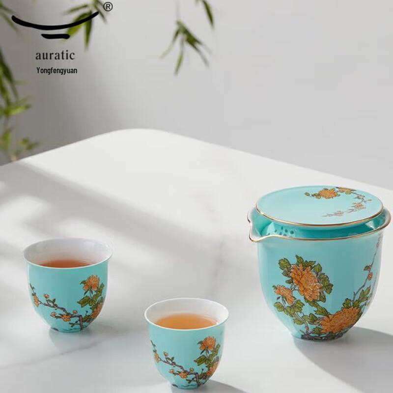 Yongfengyuan Madam Porcelain Yueji 4-Piece Travel Tea Set