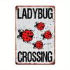 Vintage Ladybug Metal Tin Sign 8x12 Inch Distressed Red Black Wall Art Rustic Iron Decor Pre-Drilled Holes