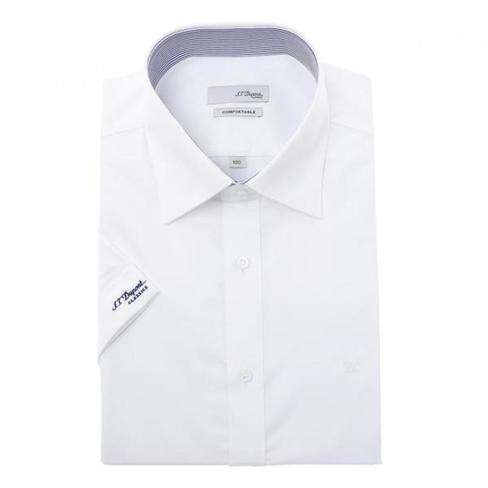 

S.t. Dupont Short Sleeve Slim Fit Stretch Material Full Logo White Shirt Se6mm22 95
