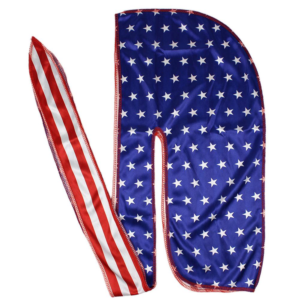 Cycling Headwraps Skull Cap Biker American Flag Printed Long Tail Pirate Hat