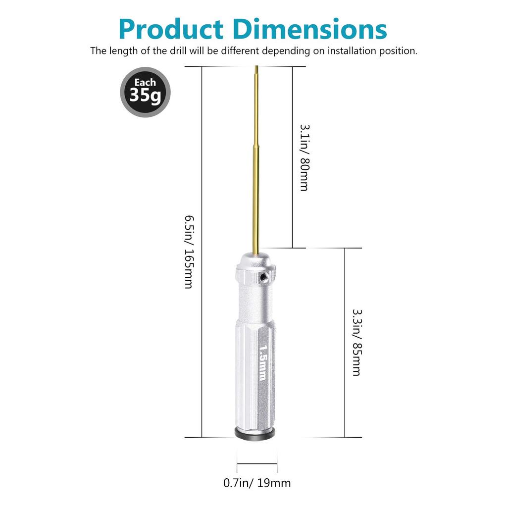 Neewer Titanium Nitride Hex Driver Set with Colored Fits and Screws 4-Piece Handles, 1.5mm, 2mm, 2.5mm, 3.0mm