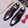 Handmade Mens Wedding Oxford Shoes Brown Genuine Leather Brogue Men's Dress Shoes Lace Up Business Formal Shoes For Men