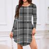 Women's Long-sleeved T-shirt Dress With Round Neck, Knee-length, Loose Fit, Casual And Pockets