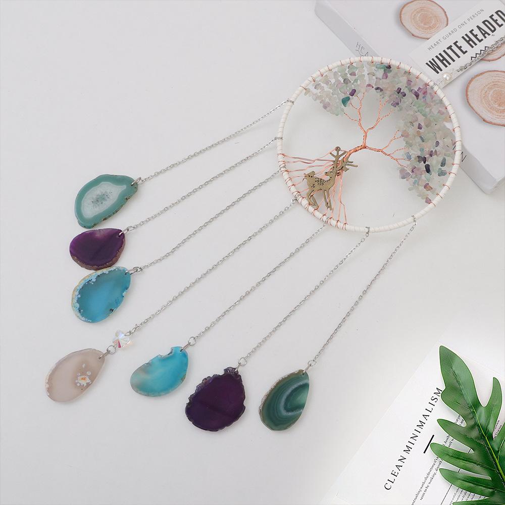 Natural agate crystal gravel dream catcher tree of life wind chime pendant student birthday gift