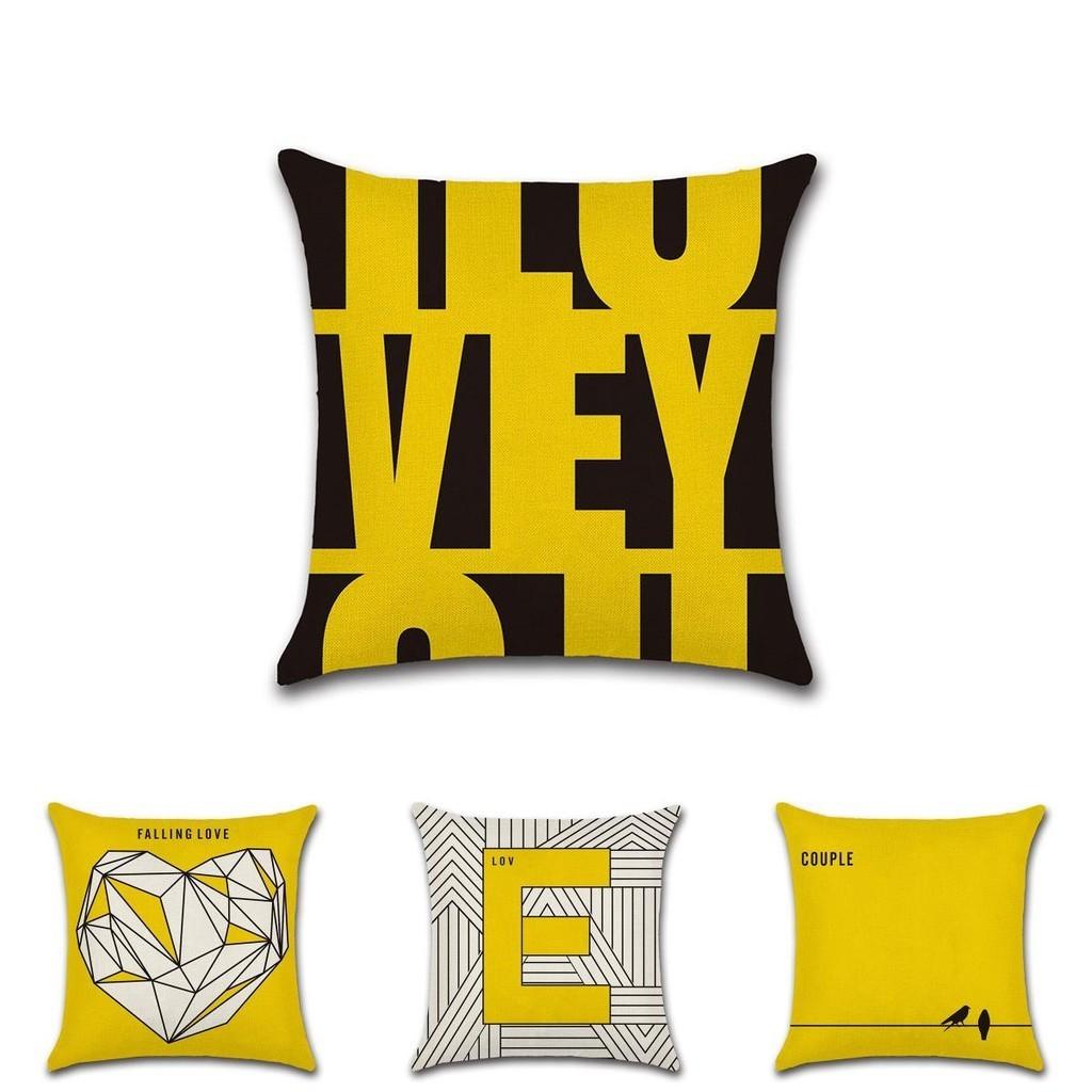 Luxurious 45x45cm Soft Linen Square Pillow Case For Stylish Love Series Decor