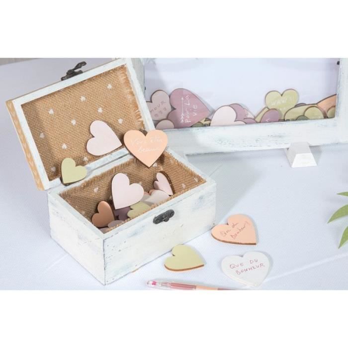 Heart Box - Artemio - 15x10x8 Cm - Customizable - Guestbook - Brass Clasp