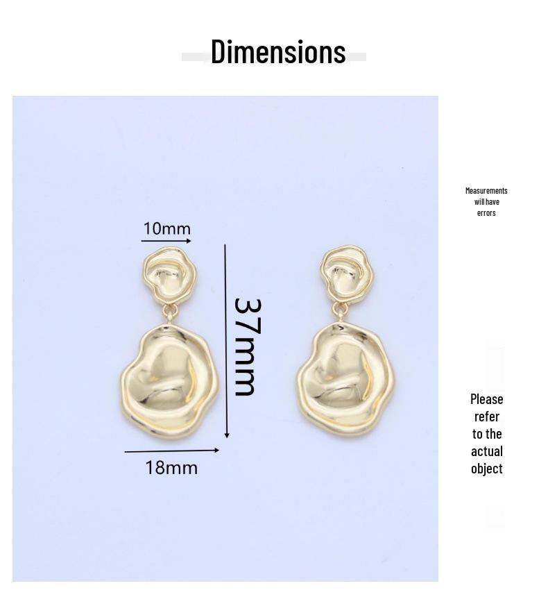 Geometric Irregular Concave-Convex Earrings: Simple, Fashionable Studs with S925 Silver Needle and Real Gold Color Retention