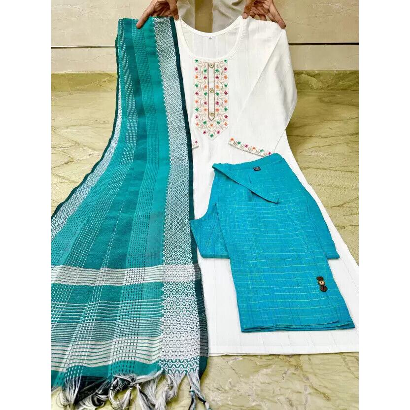 Indian Bollywood Cotton Kurti Set Women Designer Tunic Salwar Kameez Kurta Dress GF-046354