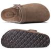 Fashion Shevalues Women Cow Suede Clogs With Adjustable Buckle Cork Leather Mules Comfortable Slip On Women Slippers Outdoor Cork Clogs