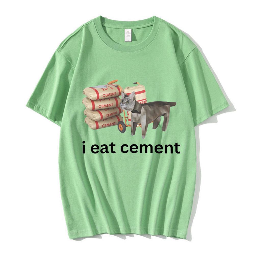 I Eat CeUnisext Low Poly Cat Funny Meme T Shirt Unisex Women Fashion Vintage Short Sleeve T Shirts High Quality Cotton Loose Tshirts