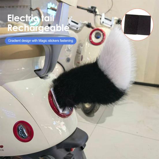 Electric Wagging Tail for Car USB Rechargeable Fox Tail Decoration with Remote Control