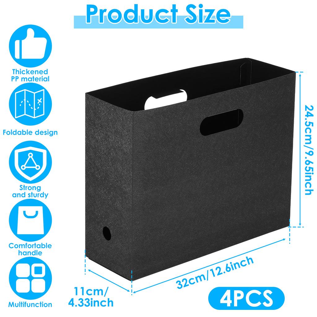 4Pcs Foldable Book Magazine Storage Stand Portable Thickened PP File Organizer for Documents Books Journals Scrapbooks New