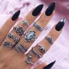 Retro Floral Carved Multi-Piece Stacking Ring Set
