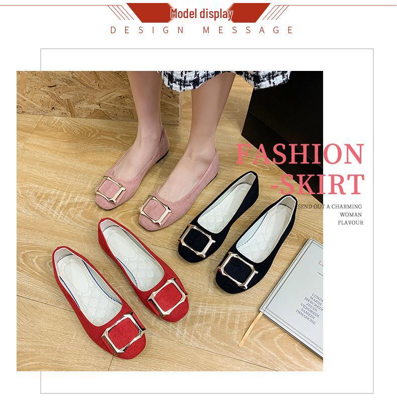 Plus Size Women's Square Toe Loafers with Buckle - Casual Flat Shoes for Spring & Autumn, Size 43