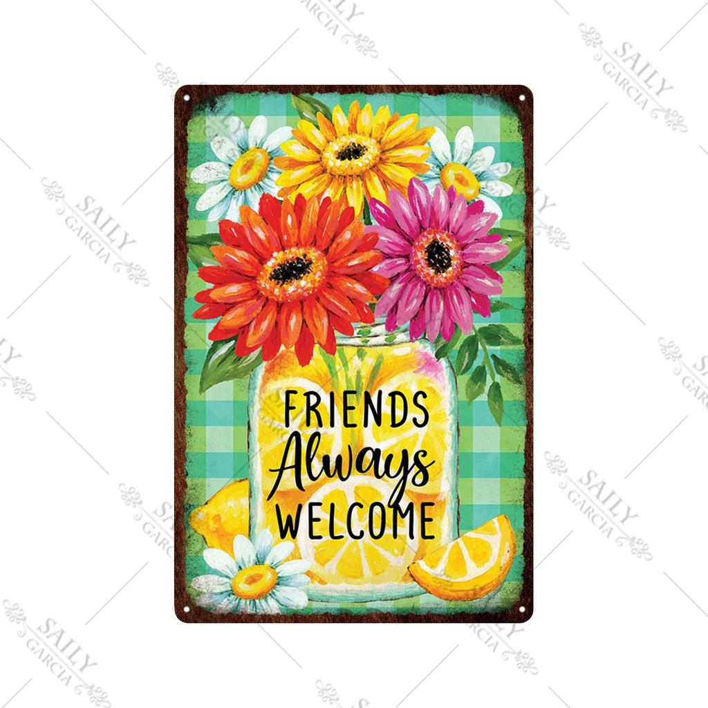 Welcome Home Vintage Metal Tin Sign Garden Wall Decor Metal Poster Sweet Home Tin Sign Family Farm Beach Hut Metal Plates Pla