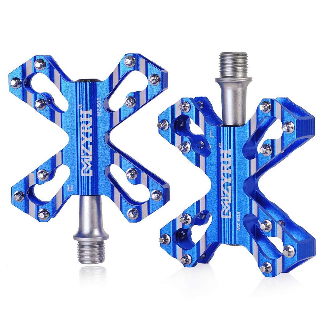 ThinkTop Bicycle Aluminum for Road and Mountain Blue 3-Bearing Pedals, 9/16" Axle, Ultra-Lightweight Alloy, High-Strength Lubricant, Bikes, MTBs,