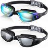 Aegend Swim Goggles 2-Pack No Leaking Anti-Fog UV Protection Mirrored Adult Men Women Wide View Outdoor