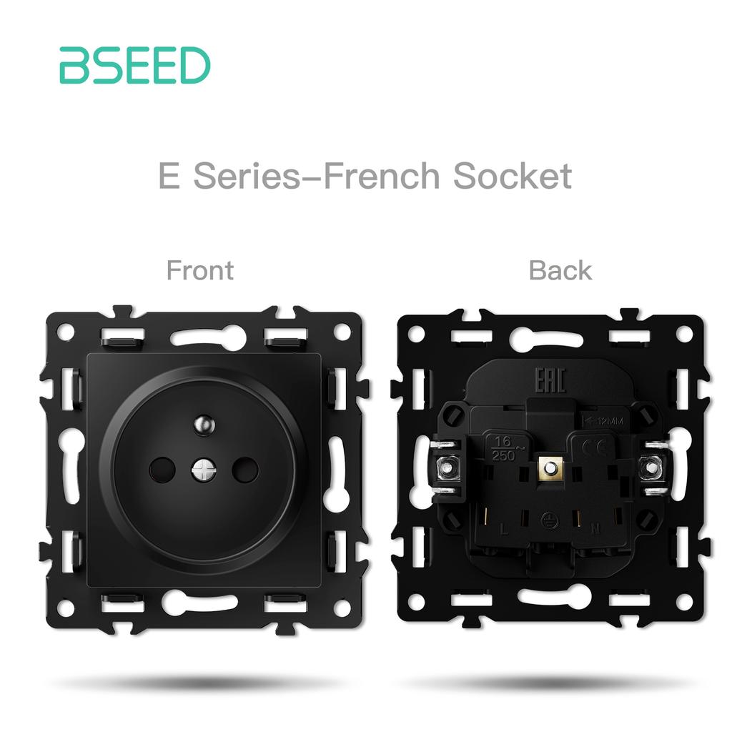 BSEED DIY FR Socket Module USB Phone Fast Charging Parts Wall Light Large Plug Plastic/Glass Frame Combination E Series