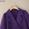 ZANZEA Women Casual Turn Down Collar Long Sleeve Elegant Blouse