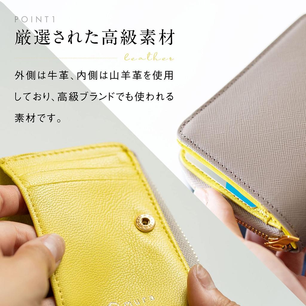 Wallet Goat Leather Saffiano Leather Bifold Genuine Leather Bicolor x [Uneven] Women's Anti-skimming (Black Beige)