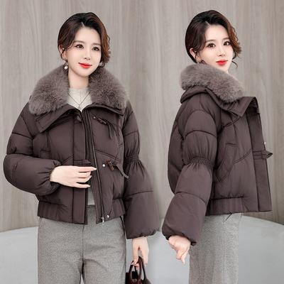 Wintermode Revers Baumwollmantel für Damen Locker Kurz Daunen-Baumwolljacke