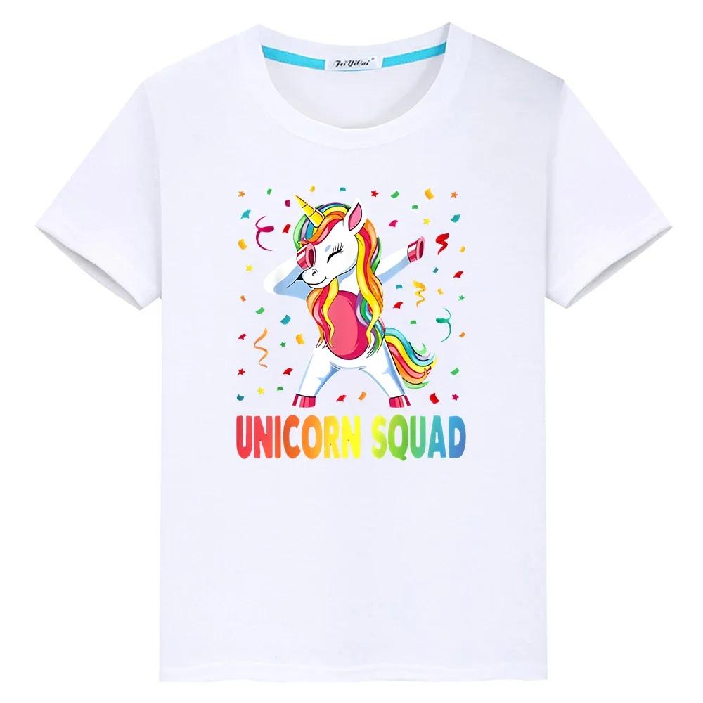Unicorn print t shirt for kids boys 10years 100%Cotton anime Short  Kawaii Tops pride tshirt y2k one piece kids clothes girs Cute Tops graphic T-shirt