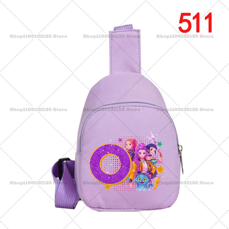 KPop Demon Hunters Chest Pack for Girls Anime Cartoon 26letters Cloth Shoulder Bag Students Mini Portable Crossbody Pouch Durable Gifts