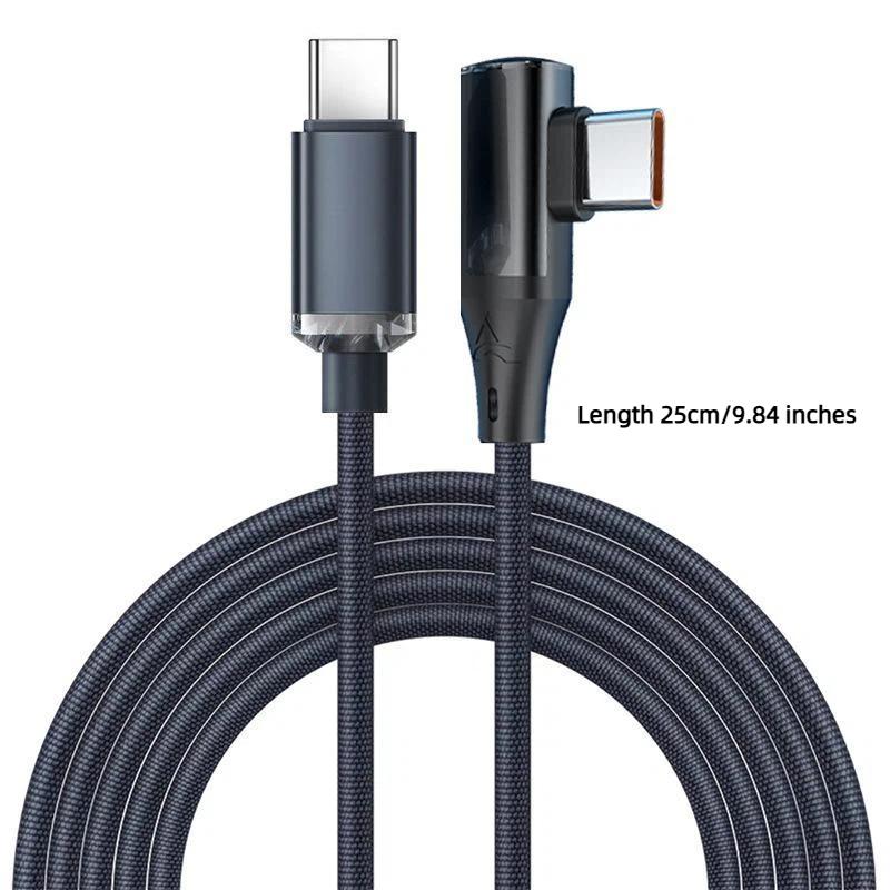 120W Super Fast Charging Cord Type C To Type C 90 Degree Elbow Cable 0.25/1/1.5/2M Length Usb C Quick Charge Phone Cables