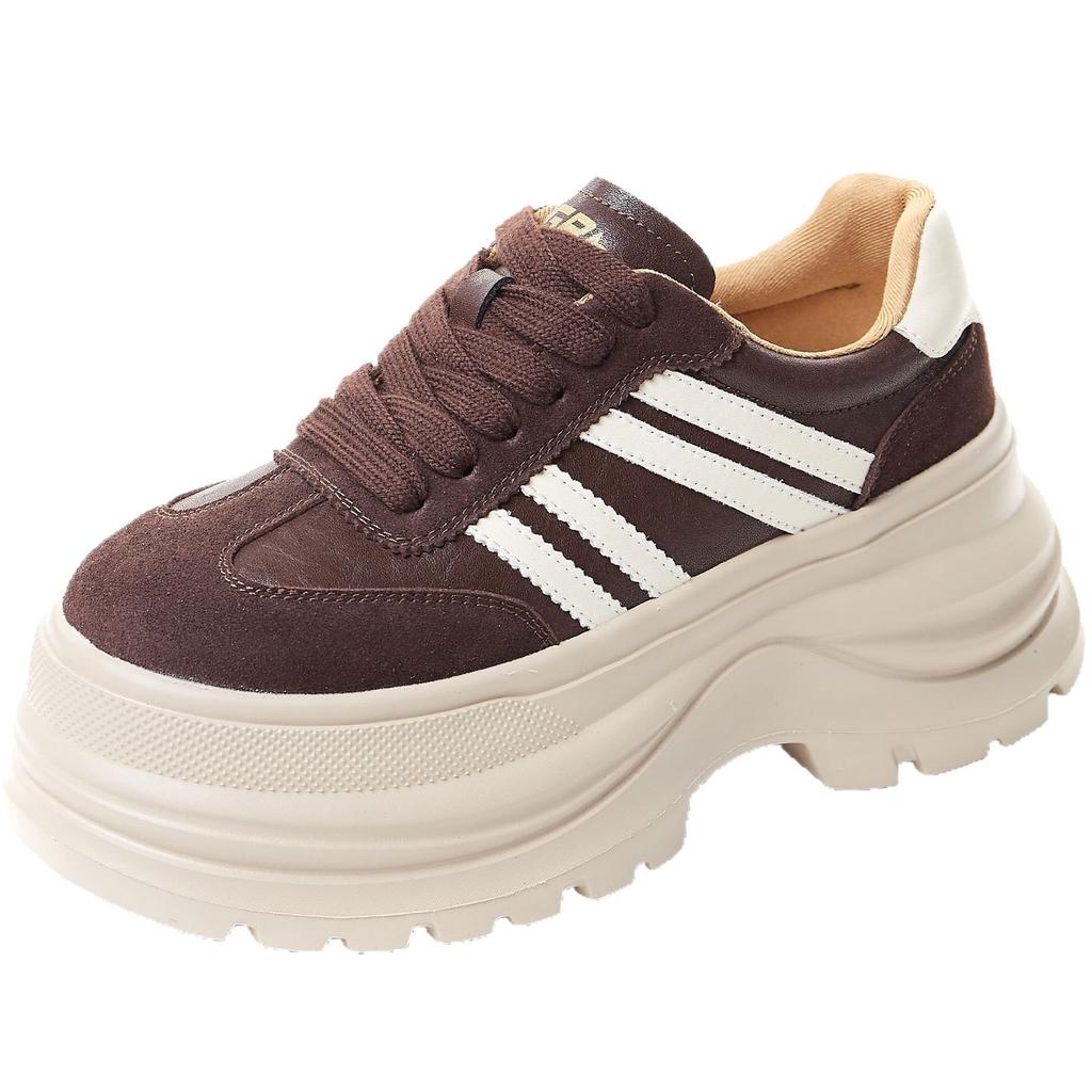 thick-soled German training shoes women's autumn new super fire heightening versatile leather muffin Birken casual Forrest Gump shoes