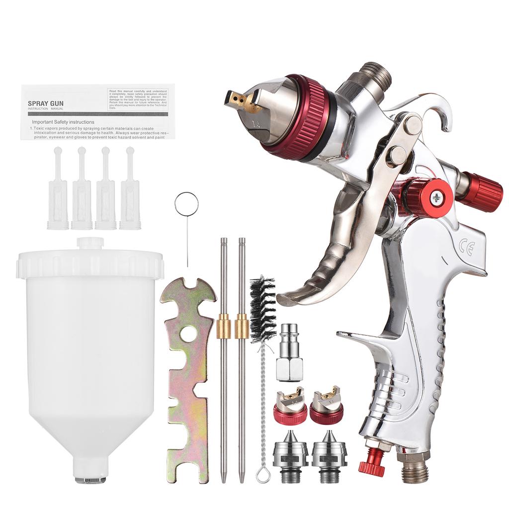 HVLP Paint Spraying Gun Kit  Feed Air Spray Gun Mini Sprayer Paint Gun Paint Sprayer with 600ml Cup 1.4 1.7 2.0mm