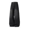Washed distressed straight loose-fit men's jeans, new four-season vintage silhouette, trendy casual long pants