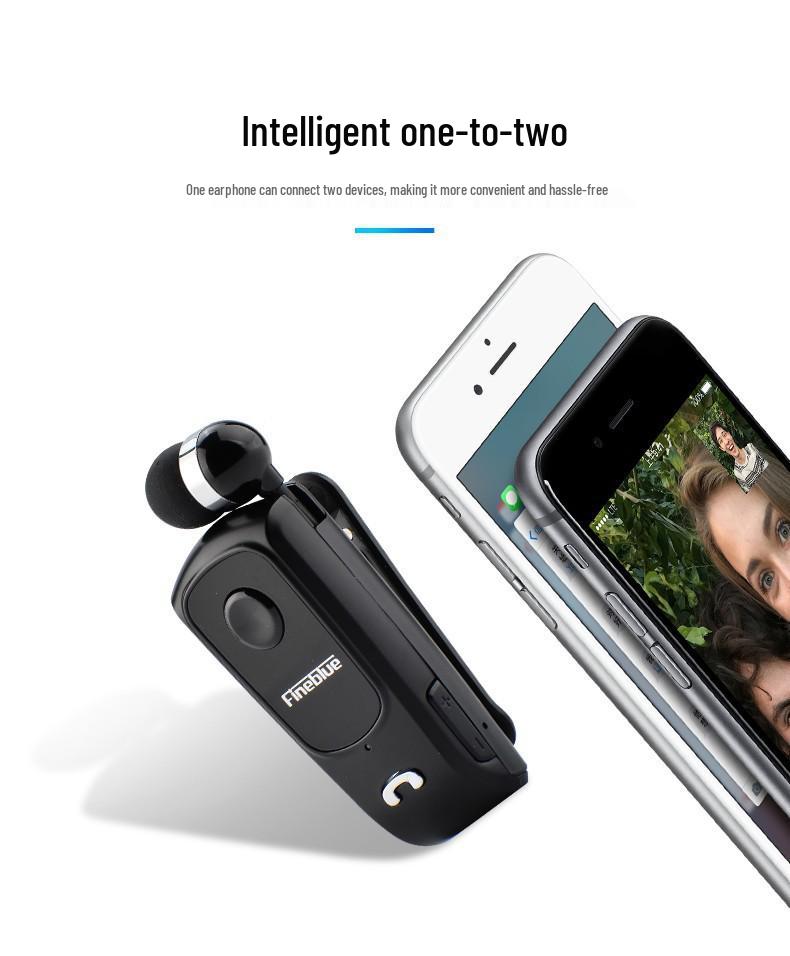Jialan F920 Retractable Bluetooth Earphone, Wireless Fast-Charge, Clip-On Design for Business and Gaming