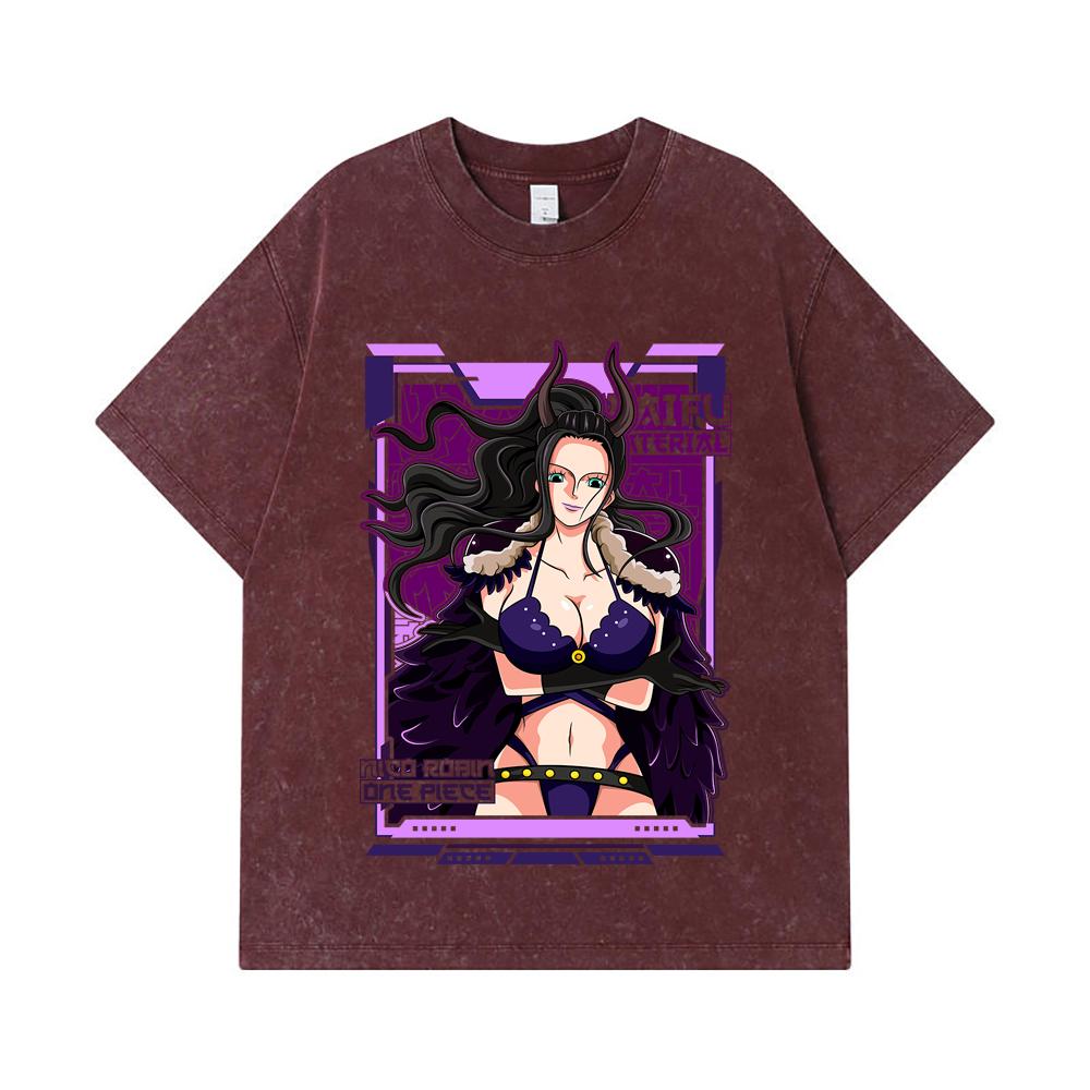 275 GSM Washed T-shirts 100% Cotton One Piece V38 Robin Waifu Print Unisex Heavy Cotton T Shirt