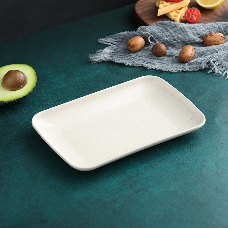 Wheat Straw Rectangular Snack Plate for Home and Restaurant Use