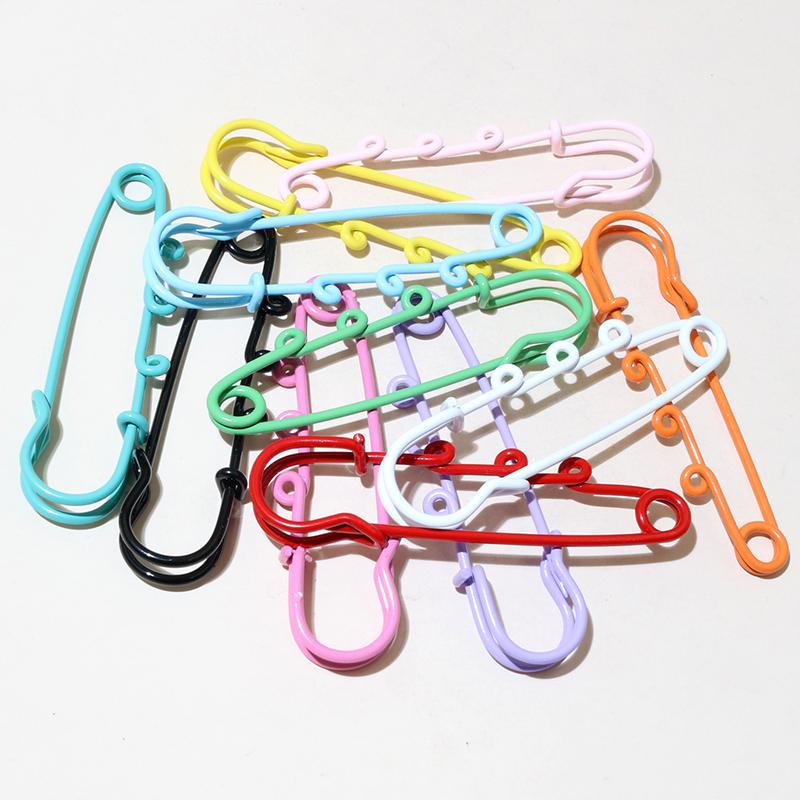 10pcs Crafts Safety Pins Brooch Metal Sewing Pins 61x17mm Clothes Pins with 3 Loops for Tags DIY Jewelry Making Accessories