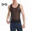 Herren Mesh-Tanktop, ärmellos, glitzernd, transparent, lässig, durchsichtig, Muskel-T-Shirt für den Alltag im Fitnessstudio