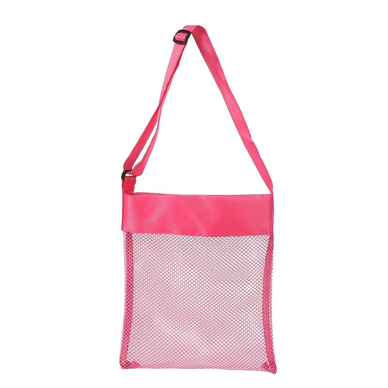 Multifunctional Mesh Beach Bag: Adjustable Buckle, Crossbody/Hand-carry for Shells, Sand Toys & Sundries. Colorful & Breathable!