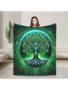 Vibrant Digital Tree Flannel Blanket – Soft, Warm, Lightweight, Machine Washable,All-Season Comfort for Bedroom,Dorm,Car,Outdoor