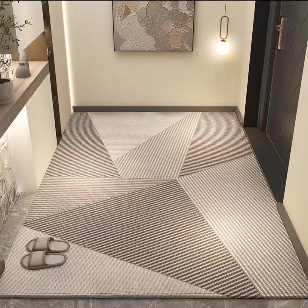 High-Grade Foldable Entrance Mat: Linen Texture Maillard Color, Dirt-Wiping, Cuttable for Living Room & Hallway
