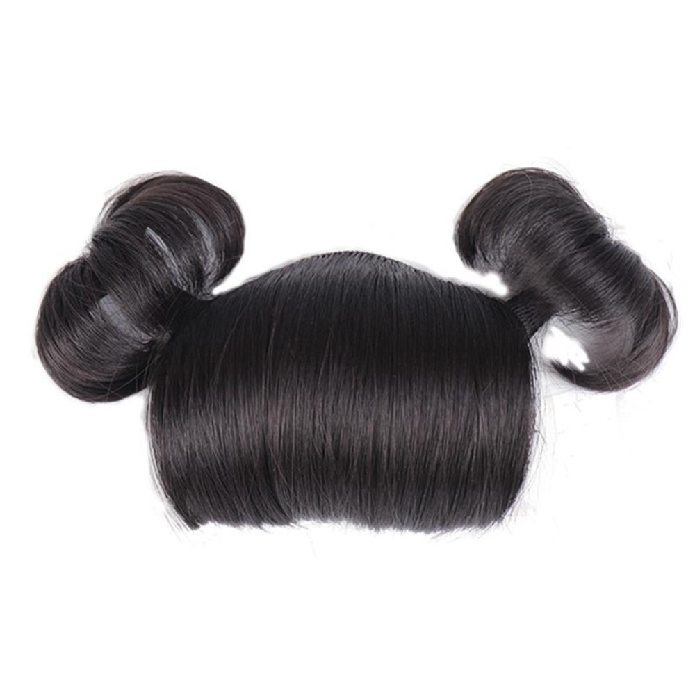 

Волосы в пучке для новорожденных, косплей, накладные волосы, детская челка, головной убор для девочек, повседневная носка, челка, детский пучок волос чёрный