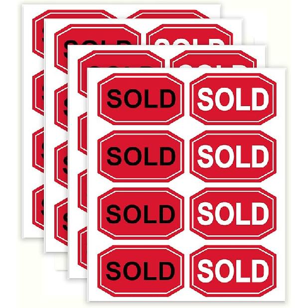 Sold Stickers 2 x1.2 inch Stickers for Retail Store Fluorescent Red 520 Sold Point Labels for Pricing Inventory Control Shop Yard Tag 2 x1.2 inch