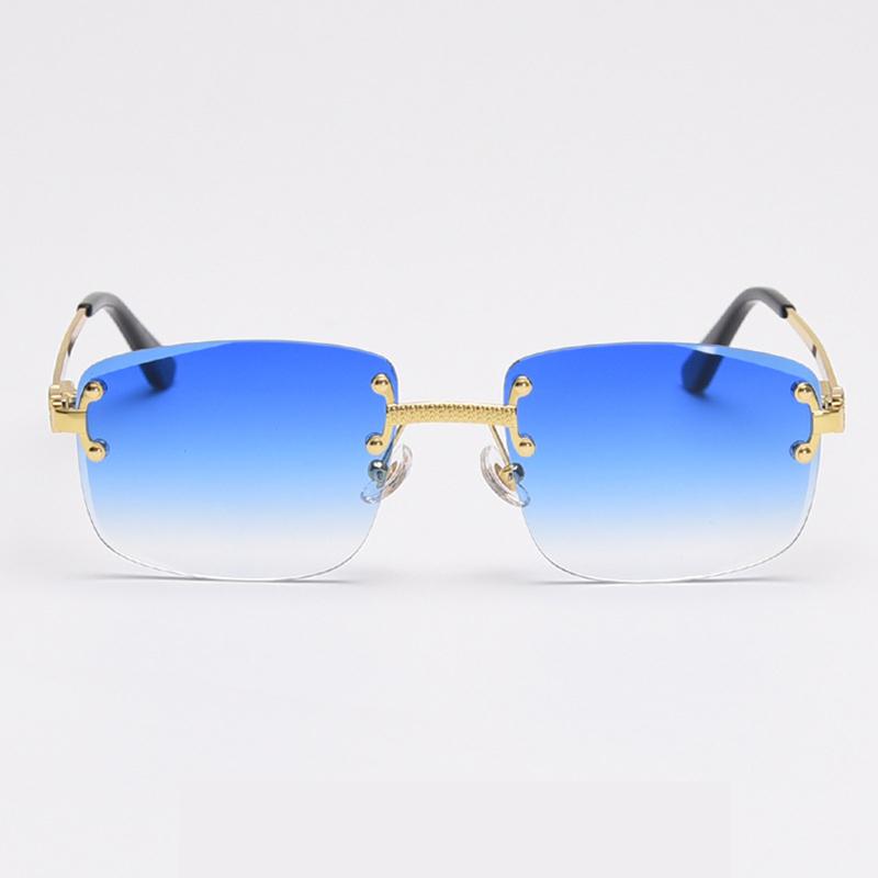 Rectangular Sun Glasses 90s Classic Fashion Summer Street Shot Decoration Luxury Metal square Frameless Sunglasses