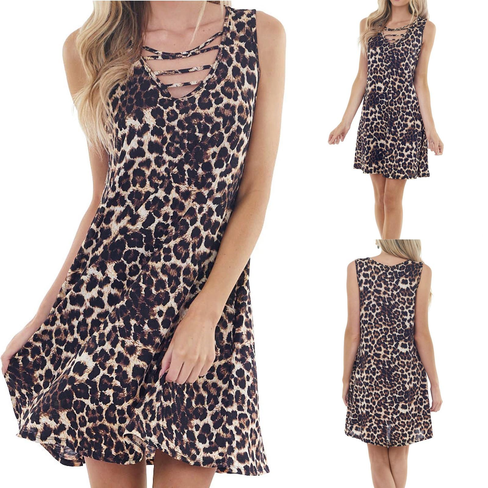 

Модные женские повседневные свободные сексуальные платья с v-образным вырезом и леопардовым принтом XXL чёрный