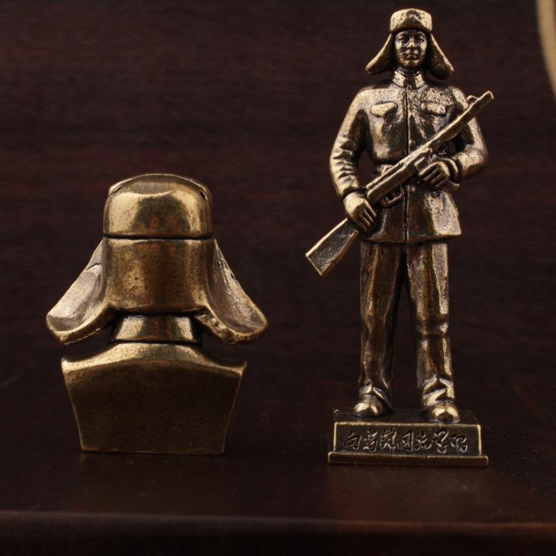 Lei Feng Small Red Army Desktop Creative Home Craft Chinese Style Gift Brass Ornament