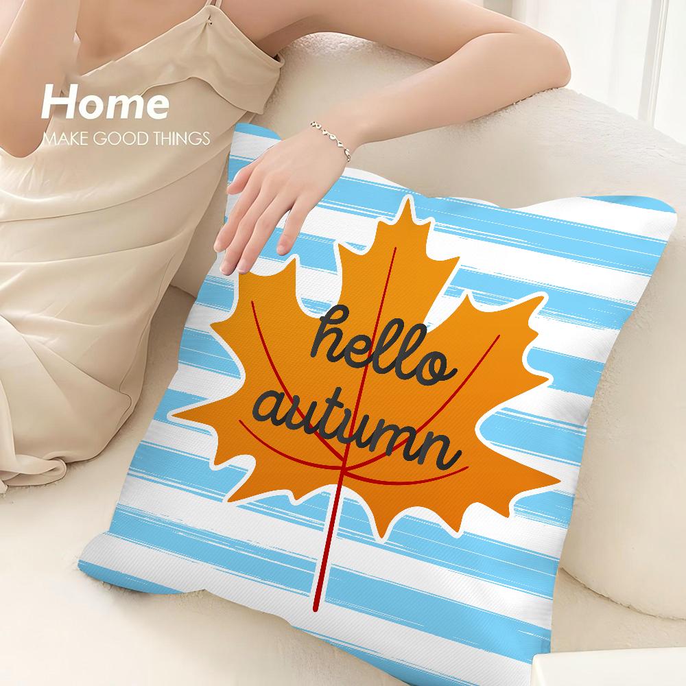Fall Maple Leaf Print Pillow Case Sofa Decorative Home Double-sided Print Plush Square Throw Pillow Covers Cushion Decor Cover