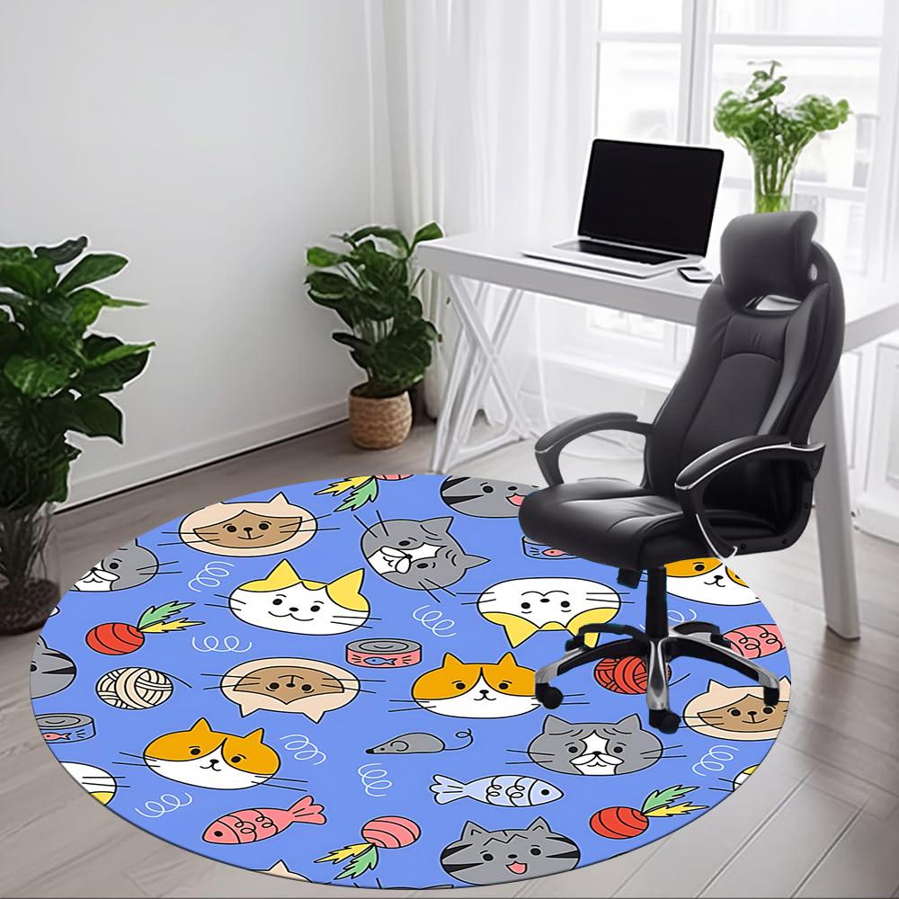 1PC Cat-themed Pattern Chair Carpet for Office, Indoor Non-Slip Washable Carpet, Soft Comfortable Mat For Office Room yy250930242