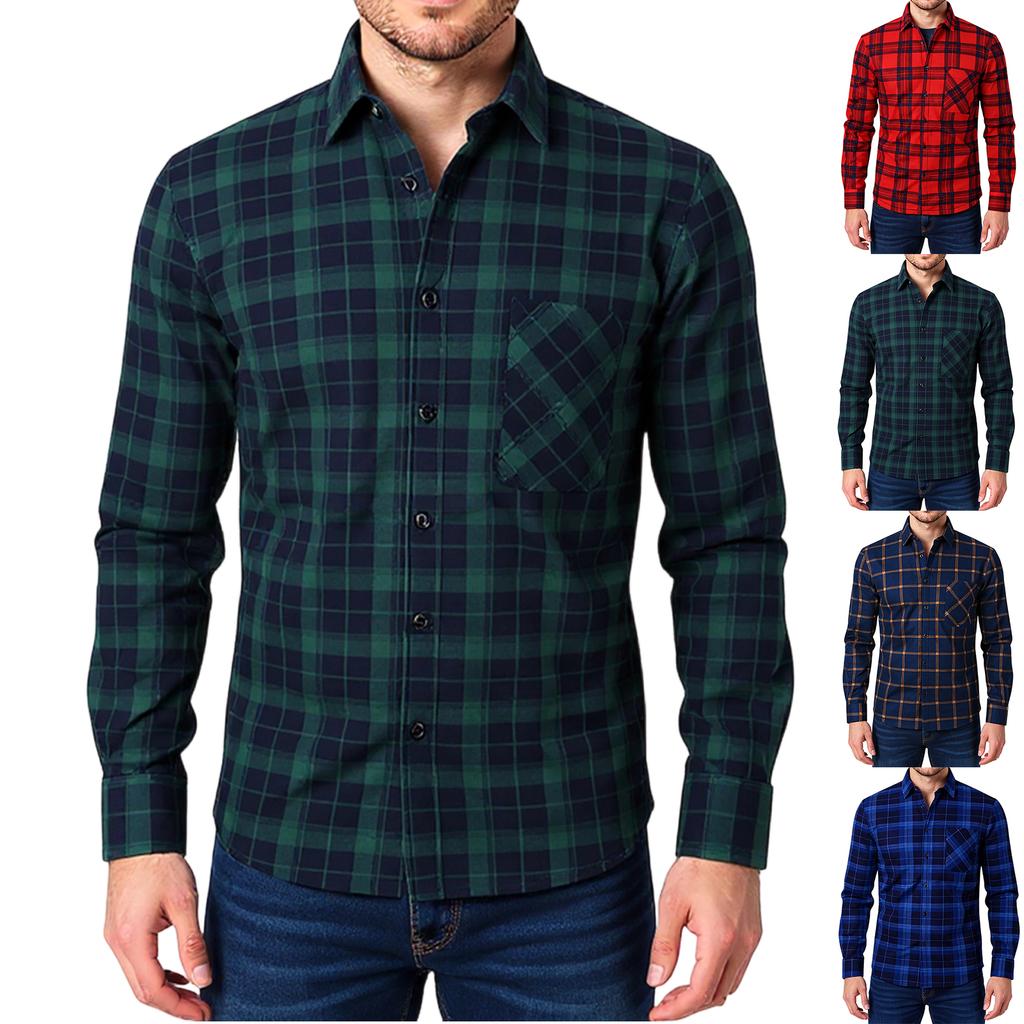 Men's Flannel Button-Up Jacket | Plaid, Fleece Lined, Chest Pockets ,Warm , Casual & Stylish | For Daily, Work & Weekend